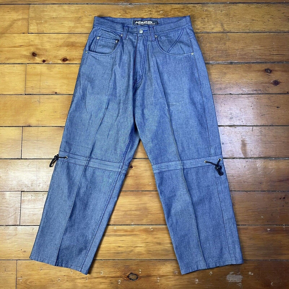 Jordin Sportswear Jeans Mens 34x27 Gray Blue Stitch Baggy